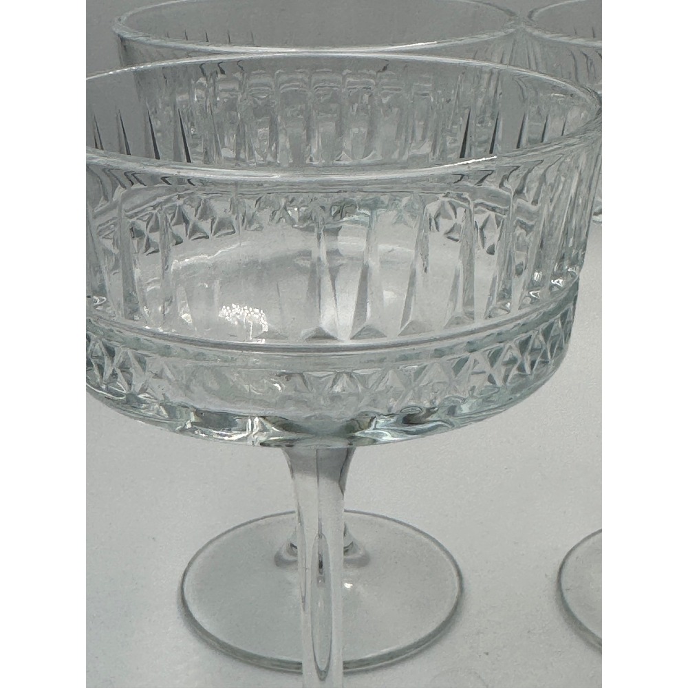 Panache Set of 4  Clear Fluted Diamond Band Champagne Coupe Cocktail‎ Glasses - Picture 3 of 7